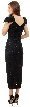 Cap Sleeves V-Neck Tea length Sequined Formal Evening Dress — back