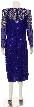 Tea Length Long Sleeves Petal Beaded Formal Dress — back in Royal Blue/Silver