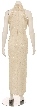 Turtle Neck Beaded Bodice Sequined Formal Dress — back in Ivory