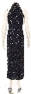 Turtle Neck Beaded Bodice Sequined Formal Dress — back