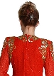 Full Sleeves Medium Length Sequined Cocktail Dress — back in Red/Gold