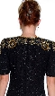 Short Sleeved Handbeaded Short Evening Dress — back in Black/Gold