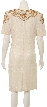 Flower Sequin Pattern Half Sleeves Knee Length BeadedDress — back