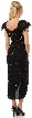 V-Neck Cap Sleeves Tea Length Beaded Cocktail Dress — back