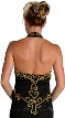 Halter Neck Beaded Long Formal Cocktail Dress with Slit — back in Black/Gold