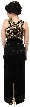Sleeveless Long Formal Dress with Wrap Style Beaded Bodice — back