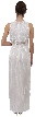Semi See Thru Waist Beaded Formal Dress — back in White