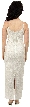 Spaghetti Straps Floral Beaded Pattern Long Formal Dress — back in Ivory