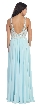 Mesh with Floral Lace Bodice Long Formal Prom Dress — back in Aqua