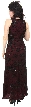 Floral Black Beaded Silk Formal Dress — back