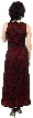 A-Line Long Cocktail Dress with Floral Beaded Pattern — back