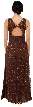 V-Neck Empire Cut A-line Formal Beaded Dress with Keyhole — back