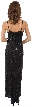 Boat Neck Floral Beaded Formal Evening Dress with Slit — back