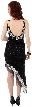 U-Neck Beaded Cocktail Party Dress with Asymmetric Hem  — back