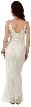 V Neck Beaded Long Formal Evening Dress — back in Ivory/Silver