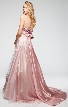 Strapless Floral Pattern Satin & Mesh Prom Ball Gown — back