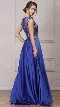 Embellished Sheer Top Long Prom Pageant Satin Dress — back in Royal Blue