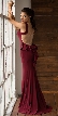 Ruffled Back Fit-n-Flare Long Formal Evening Jersey Dress — back