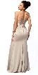 Double Spaghetti Straps Overlay Bodice Long Bridesmaid Dress — back