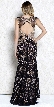 Gold Lace Accent Artistic Pattern Long Prom Pageant Dress — back