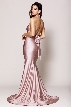 Halter Neck Empire Charmeuse Prom Dress — back in Rose Brown