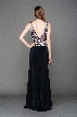 V-Neck Mesh Bejeweled Bodice Long Prom Pageant Dress — back