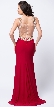 V-Neck Embellished Bodice Sheer Back Long Prom Dress — back