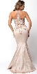 Embellished Bodice Round Neck Fit-n-Flare Long Prom Dress — back