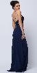 Beaded Halter Top Spaghetti Straps Long Formal Prom Dress — back in Navy
