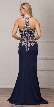 Round Collar Neck Embellished Bodice Long Prom Pageant Dress — back