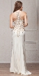 Round Collar Neck Embellished Bodice Long Prom Pageant Dress — back in Off White