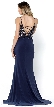 Deep V-Neck Bejeweled Bodice Front Slit Long Prom Dress — back