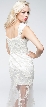 Romantic Full Length Floral Tulle Overlay Prom Dress  — back in Off White