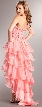 Strapless High-Low Cocktail Prom Dress with Ruffled Skirt — back
