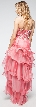 Strapless High-Low Cocktail Prom Dress with Ruffled Skirt — back in Coral