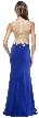 Halter Neck Floral Motifs Floor Length Formal Prom Dress — back in Royal Blue