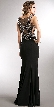 V-neck Beaded Bodice Fitted Long Formal Prom Dress — back in Black