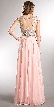 Beaded Brocade Lace Mesh Top Long Formal Prom Dress — back in Blush