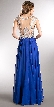 Beaded Brocade Lace Mesh Top Long Formal Prom Dress — back