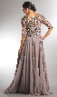 V-Neck Beaded Top Half Sleeves Long Mother of Bride Dress — back