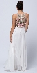 Sleeveless Floral Accent Beaded Top Long Prom Dress — back in Ivory/Pink