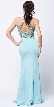 Beaded Halter Mesh Top Flared Skirt Long Prom Dress — back