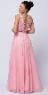 Sequined Shirred Bodice A-line Chiffon Long Prom Dress — back