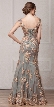 V-Neck Floral Embellishments Mesh Long Prom Pageant Dress — back