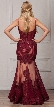 Spaghetti Straps Sequins Lace Mesh Long Prom Pageant Gown — back in Burgundy