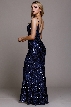 Fitted Silhouette Sequin Prom Gown — back in Navy