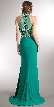 High Neck Jewel Top Jersey Skirt Long Prom Pageant Dress — back in Emerald Green
