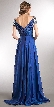 Bejeweled Sleeves Pleated Bust Long Formal Evening Dress — back