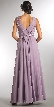 V-neck Sleeveless Ruched Bodice Long Bridesmaid Dress — back in Lavender