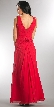 V-Neck Ruched Twist Knot Bust Long Bridesmaid Dress — back in Red
